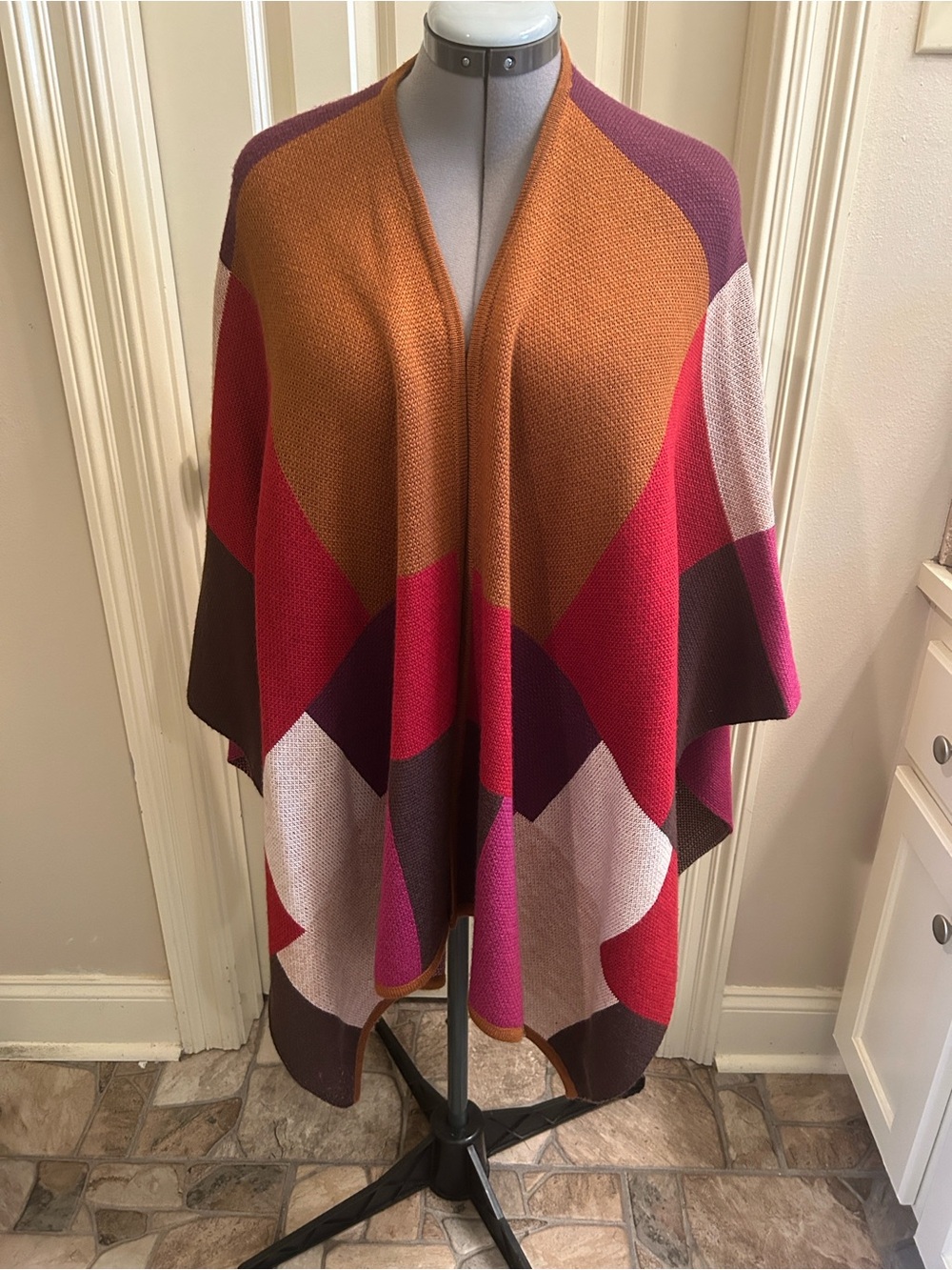 Coldwater Creek Multicolor Geometric Knit Poncho